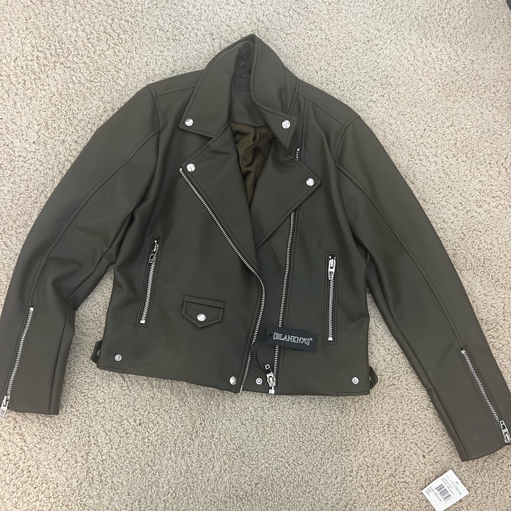 NWT Army green BlankNYC faux leather jacket Medium